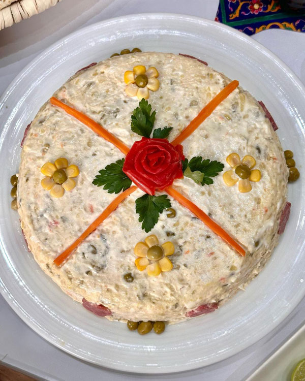 تزیین سالاد الویه شیک و مجلسی و ساده مهمانی