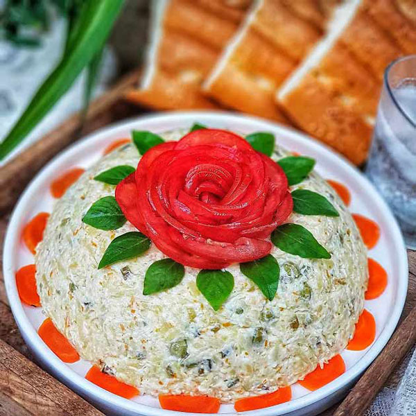 تزیین سالاد الویه شیک و مجلسی و ساده مهمانی