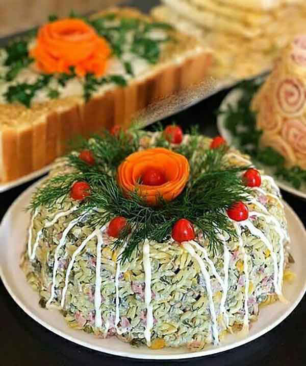 تزیین سالاد الویه شیک و مجلسی و ساده مهمانی