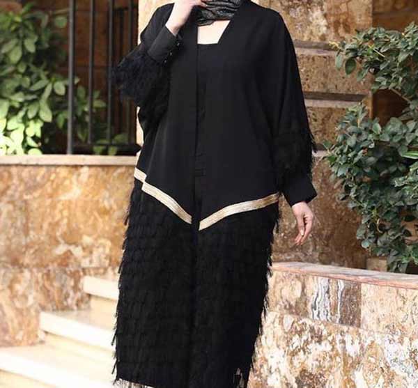 مدل مانتو مجلسی بلند با پارچه های ساده طرحدار زیبا شیک دیدنی زنانه و دخترانه