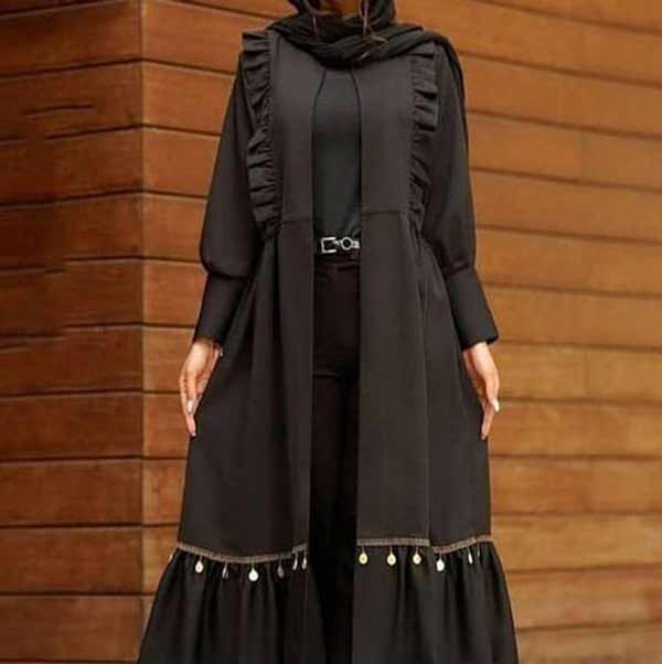 مدل مانتو مجلسی بلند با پارچه های ساده طرحدار زیبا شیک دیدنی زنانه و دخترانه