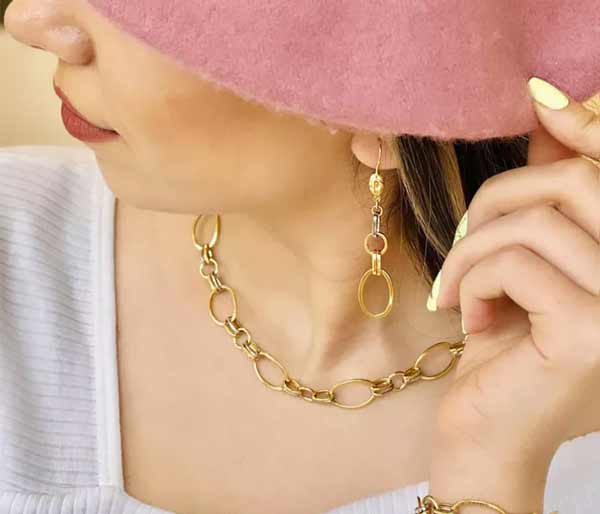 مدل سرویس طلا زنجیری سفید و زرد با طرح های شیک و جدید برای باسلیقه ها