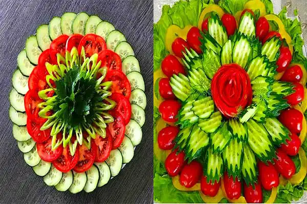 مدل سالاد با خیار و گوجه + زیباترین و تازه ترین ایده های تزیین سالاد برای سفره های رنگا رنگ
