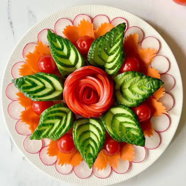 مدل سالاد با خیار و گوجه + زیباترین و تازه ترین ایده های تزیین سالاد برای سفره های رنگا رنگ 