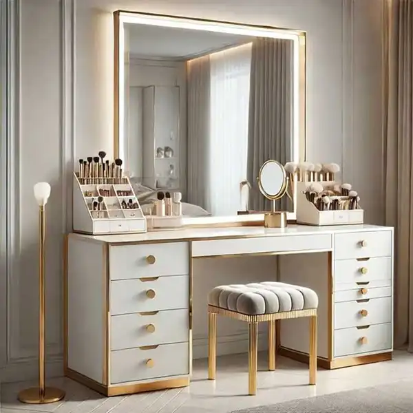 مدل میز آرایش جدید + زیباترین مدل میز آرایش جدید با طراحی مدرن و آینه LED