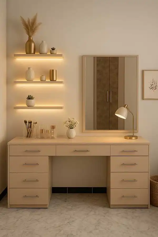 مدل میز آرایش جدید + زیباترین مدل میز آرایش جدید با طراحی مدرن و آینه LED