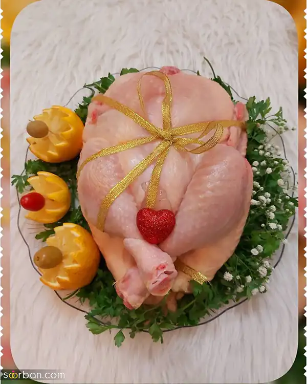 تزیین مرغ برای جهاز عروس + زیباترین دیزاین و تزیین مرغ برای جهاز عروس امسال