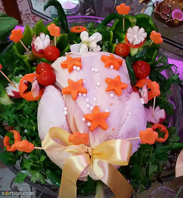 تزیین مرغ برای جهاز عروس + زیباترین دیزاین و تزیین مرغ برای جهاز عروس امسال