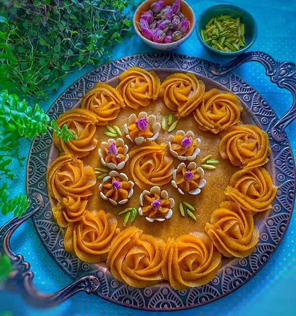 تزیین حلوا + زیباترین مدل های دیزاین و تزیین حلوا مجلسی بسیار شیک و لاکچری