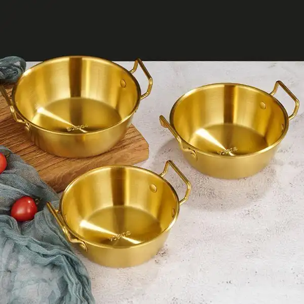 ظروف استیل طلایی + ترکیب زیبایی و دوام برای آشپزی روزانه