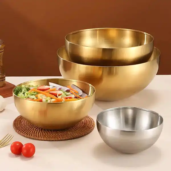 ظروف استیل طلایی + ترکیب زیبایی و دوام برای آشپزی روزانه