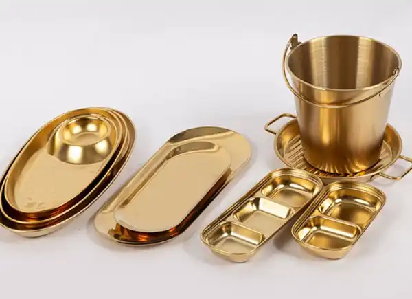 ظروف استیل طلایی + ترکیب زیبایی و دوام برای آشپزی روزانه