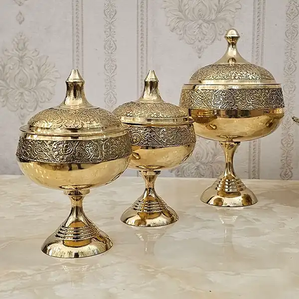 ظروف برنجی پذیرایی + زیباترین مدل های ظروف برنجی پذیرایی ترند امسال