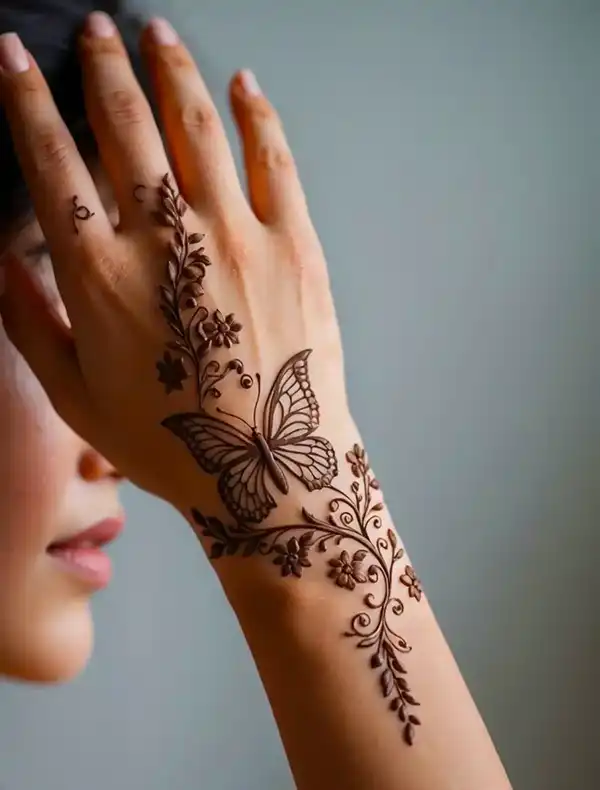 مدل حنا اسم + طراحی با حنا کاری جذاب و خلاقانه برای افراد جسور و خلاق
