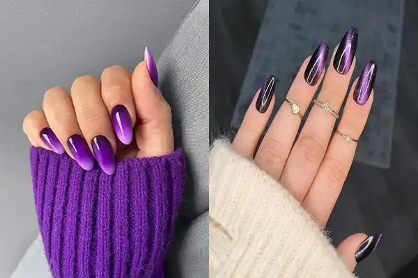 مدل ناخن امبره بنفش + مدل ناخن امبره بنفش و دستانی اغواگر و زیبا