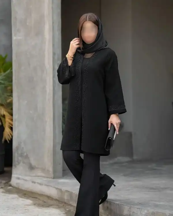 مدل مانتو با پارچه شانتون مشکی + شیک ترین مدل مانتو با پارچه شانتون مشکی برای شیک پوشان