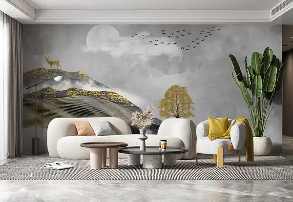 مدل کاغذ دیواری برای پذیرایی +  مدل کاغذ دیواری با طرح‌های مینیمال برای پذیرایی