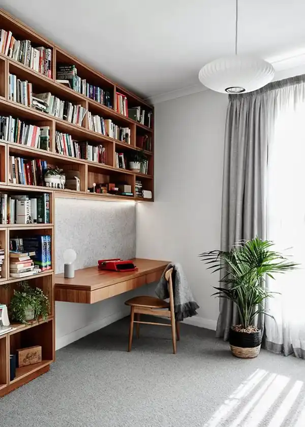 مدل کتابخانه با میز تحریر + جلوه کاربردی فضای اتاق با مدل کتابخانه با میز تحریر