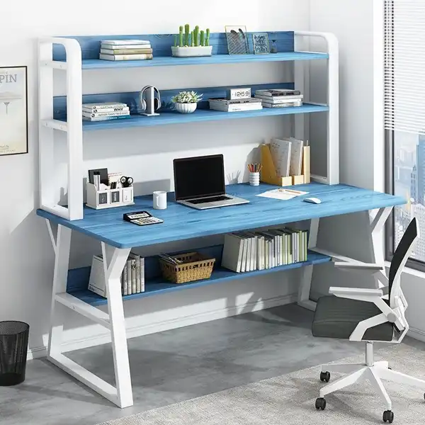 مدل کتابخانه با میز تحریر + جلوه کاربردی فضای اتاق با مدل کتابخانه با میز تحریر