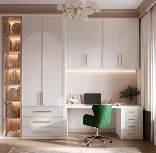 مدل کتابخانه با میز تحریر + جلوه کاربردی فضای اتاق با مدل کتابخانه با میز تحریر