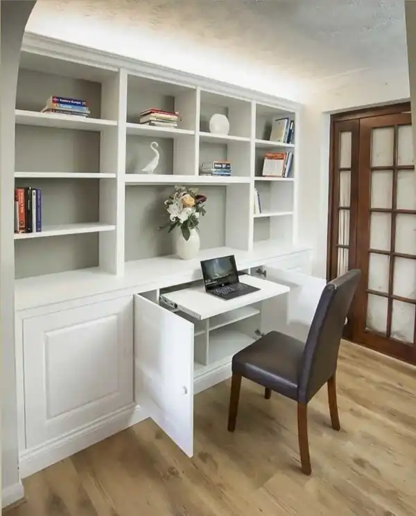 مدل کتابخانه با میز تحریر + جلوه کاربردی فضای اتاق با مدل کتابخانه با میز تحریر