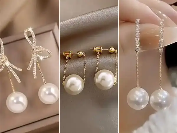 مدل گوشواره با مروارید + درخشش و جلوه‌ خاص چهره شما با مدل گوشواره با مروارید