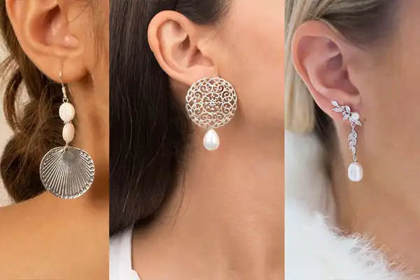 مدل گوشواره با مروارید + درخشش و جلوه‌ خاص چهره شما با مدل گوشواره با مروارید