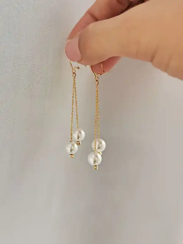 مدل گوشواره با مروارید + درخشش و جلوه‌ خاص چهره شما با مدل گوشواره با مروارید