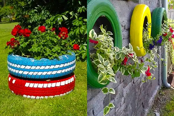 مدل گلدان با لاستیک ماشین + مدل گلدان با لاستیک ماشین ایده فوق العاده جذاب و خلاقانه