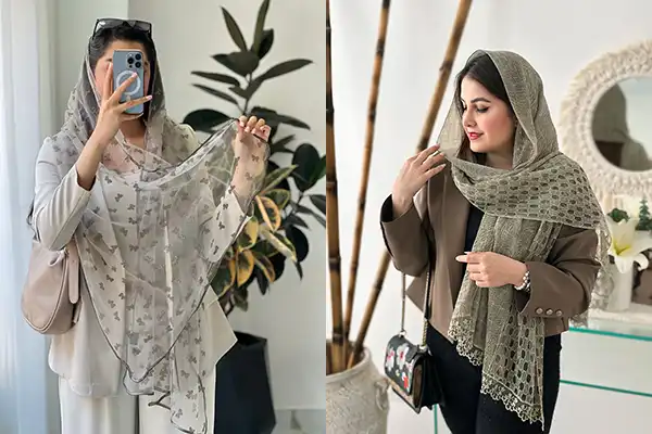 مدل شال مجلسی شیک + استایل شیکو خاص پسند با مدل شال مجلسی شیک